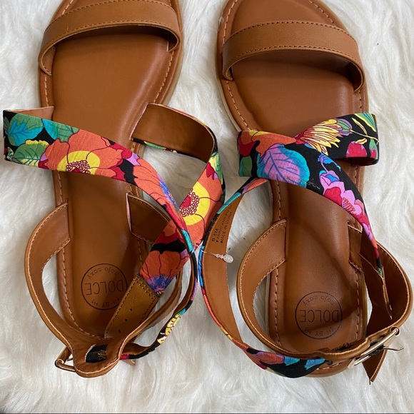Dolce Mojo Moxy Floral Strap Sandals Cognac 9 - Picture 14 of 16